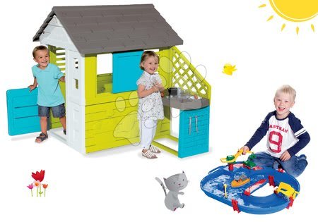 Spielhäuser mit Wasserrutsche - Set Häuschen Pretty Blue Smoby