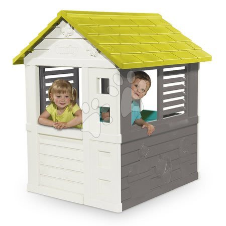 Otroške hišice - Hišica Jolie Smoby modro-siva s 3 okni in 2 žaluzijami z UV filtrom od 2 leta_1