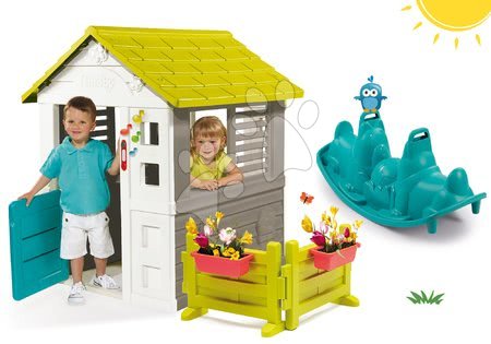 Case per bambini con altalena - Set casetta Jolie Smoby blu dotata di 3 finestre e 2 persiane _1