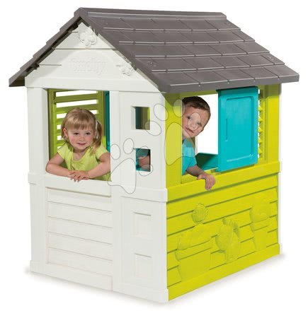 Dječje kućice - Kućica Pretty Blue Smoby plavo-zelena s UV filtrom s 3 prozora 2 žaluzine i 2 pomične rolete od 2 godine_1