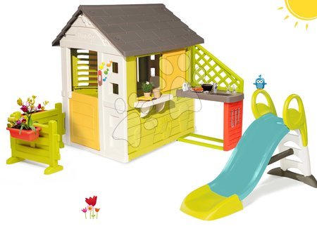 Igrače za otroke od 2. do 3. leta - Komplet hišica Pretty Sunny Flowers House Smoby