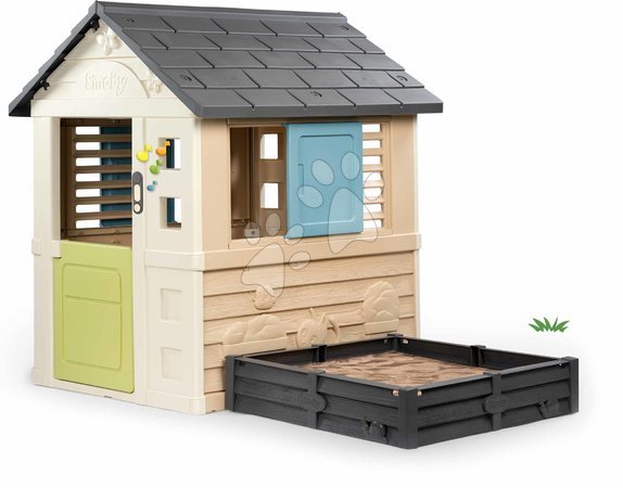 Sets | Seite 23 - Spielhaus-Set mit Sandkasten und Garten Square Life 2v1 Smoby