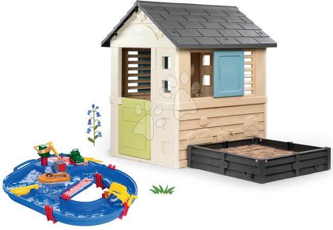 Sets | Seite 20 - Spielhaus-Set mit Sandkasten und Wasserbahn Start Set Square Life Smoby