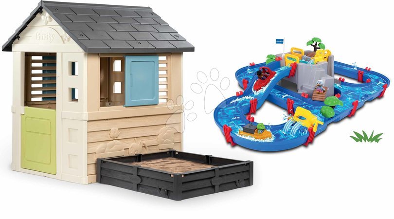 Sets | Seite 17 - Spielhaus-Set s Sandkasten und Wasserbahn mit Höhle Square Life Smoby