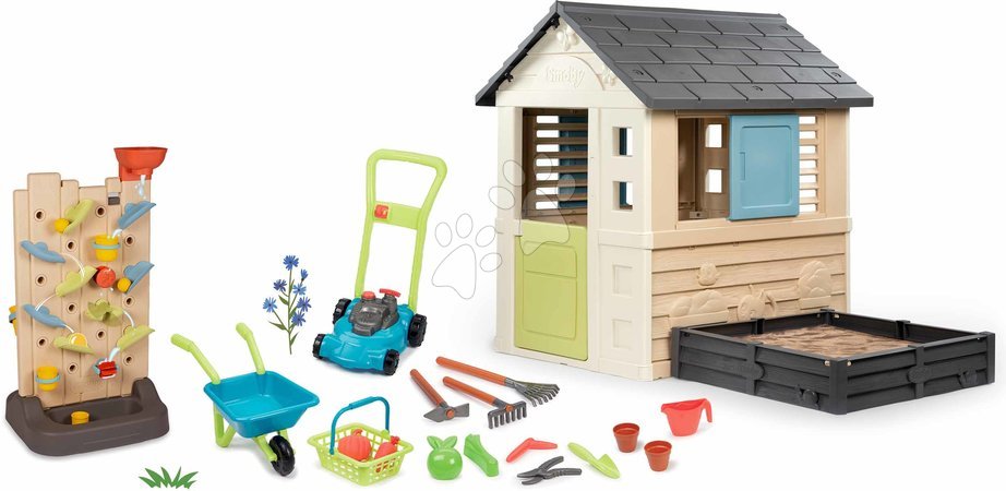 Sets | Seite 15 - Spielhaus-Set mit Sandkasten und Spielwand mit Wasserspiel Square Life Smoby