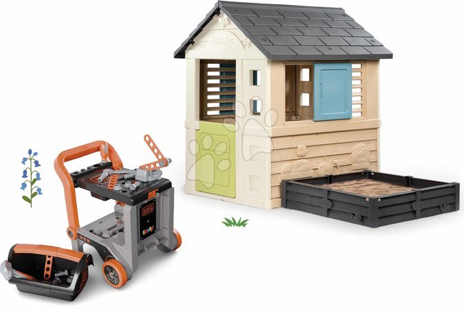Sets | Seite 20 - Spielhaus-Set mit Sandkasten und Werkbank Bricolo Square Life Smoby