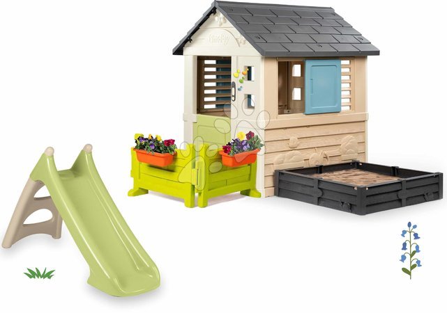Sets | Seite 16 - Spielhaus-Set mit Sandkasten und XS-Rutsche mit Wasserfontäne Square Life Smoby