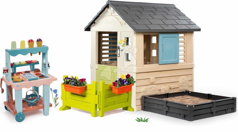 Sets | Seite 17 - Spielhaus-Set mit einem Sandkasten und einem Eiscreme-Stand Square Life Smoby
