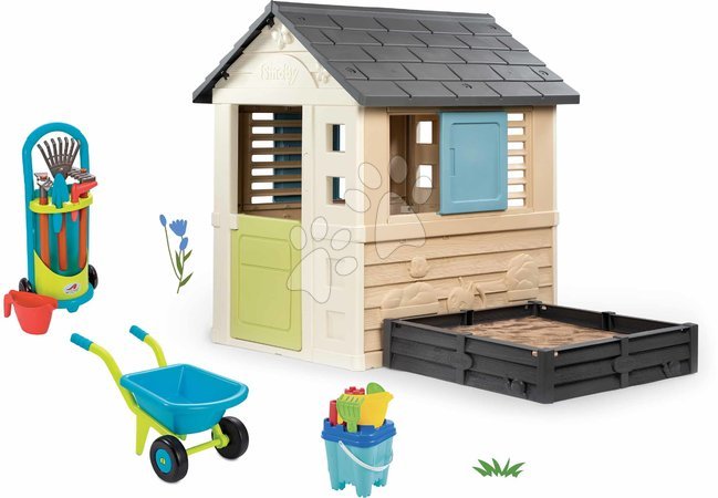 Spielhaus-Sets | Seite 4 - Spielhaus-Set mit Sandkasten und Garten mit Schubkarre Square Life Smoby