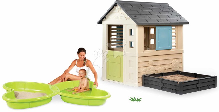 Sets | Seite 19 - Spielhaus-Set mit Sandkasten und Garten Square Life 2-in-1 von Smoby