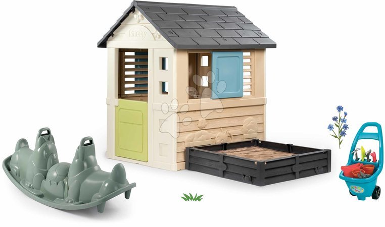 Sets | Seite 20 - Spielhaus-Set mit Sandkasten und Garten mit Schaukel Square Life Smoby