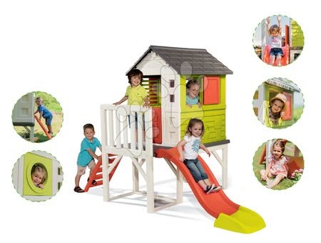 Igračke za djecu od 2 do 3 godine - Set dječja kućica na stupovima Pilings House Smoby s 1,5 m toboganom_1
