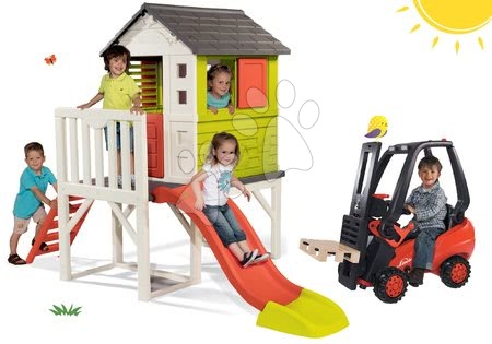 Domčeky sety - Set domček na pilieroch Pilings House Smoby s 150 cm šmýkľavkou