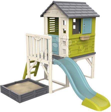 Domčeky pre deti - Domček na pilieroch s pieskoviskom záhradkou Square Playhouse on Stilts Smoby