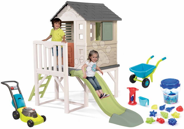 Domečky sety | Strana 3 - Set domeček na pilířích a kolečko se sekačkou House On Stilts Life Smoby