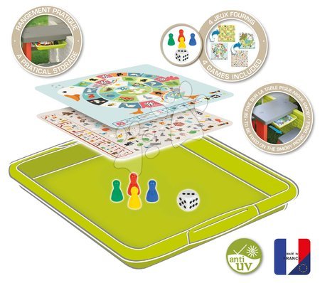 Puzzle und Geselschaftsspiele - Set mit 4 Brettspielen für einen Picknicktisch  Games Drawer Set Smoby 