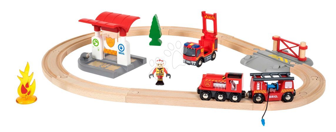 Holzeisenbahnen BRIO - Drevená vláčikodráha Požiarna stanica Firefighter Set BRIO_1