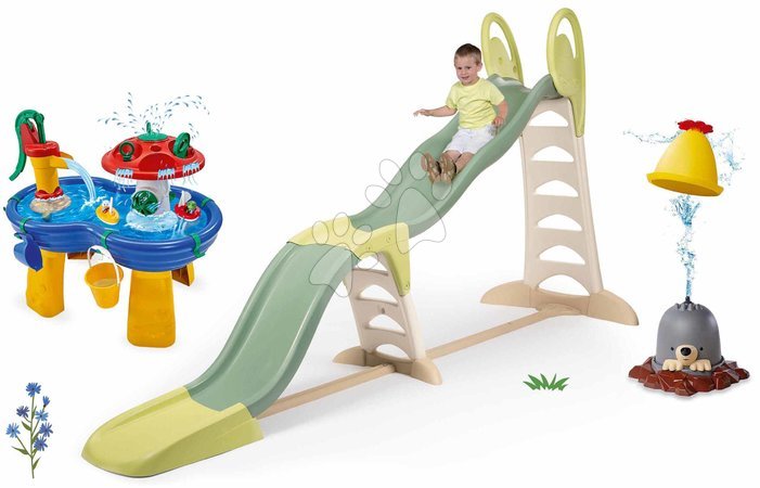 Ab 2 bis 3 Jahren - Rutschenset dreifachem Wellen und Wassertisch mit Pilz Super Megagliss 2in1 Life Smoby