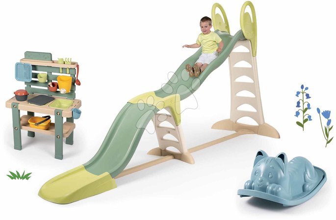 Ab 2 bis 3 Jahren - Set Rutschbahn mit dreifacher Welle und Spielküche für Gärtner Super Megagliss 2in1 Life Smoby