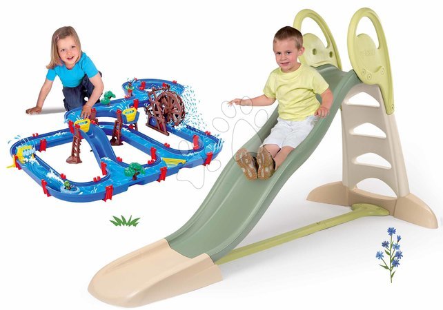 Rutsche mit Wasserbahn - Set Rutsche mit Doppelwelle und Wasserbahn mit Mühle Toboggan XL Life Smoby