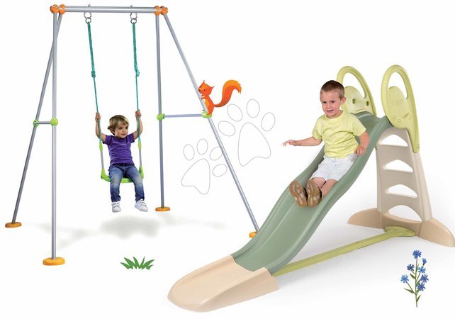 Ab 3 bis 6 Jahren vom Hersteller Smoby - Set Rutsche mit Wasserfontäne und Schaukel mit Metallkonstruktion Toboggan XL Life Smoby