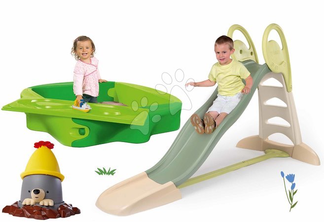 Rutschen mit Sandkasten - Rutschenset mit Doppelwelle und Sandkasten mit Abdeckung Toboggan XL Life Smoby