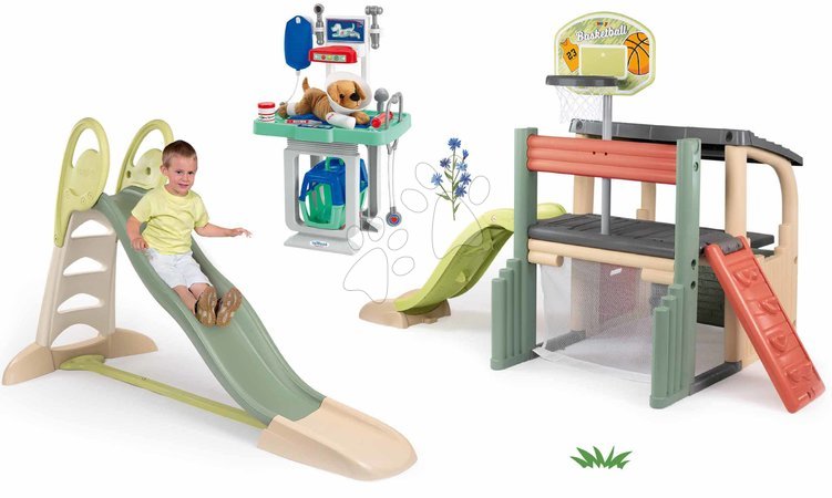 Seturi tobogane - Set tobogan cu triplu val și căsuță Corolle Toboggan XL Life Smoby