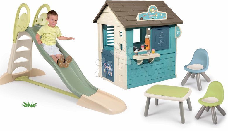 Rutschen mit Spielhaus - Rutschenset mit doppelter Welle und Eisdiele-SpielhausToboggan XL Life Smoby
