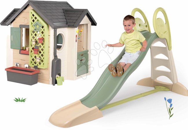 Rutschen mit Spielhaus - Set Rutsche mit doppelter Welle und Spielhaus für den Gärtner Toboggan XL Life Smoby