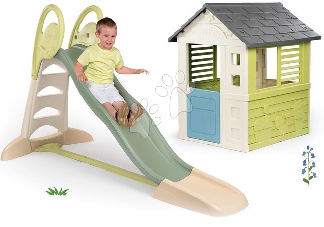 Rutschen mit Spielhaus - Set Rutsche mit doppelter Welle und Spielhaus mit halben Türen Toboggan XL Life Smoby