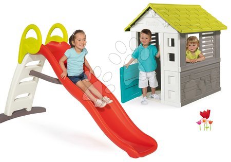 Tobogani s kućicom - Set tobogan Toboggan Funny dužine 200 cm Smoby