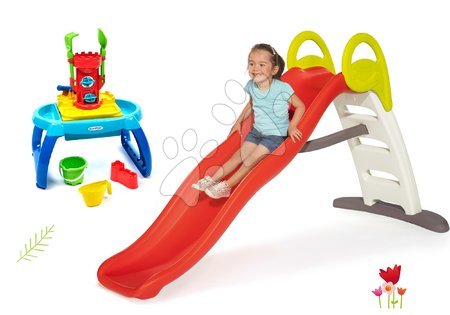 Rutschen mit Sandkasten - Rutschenset mit Springbrunnen Funny Double Toboggan Smoby