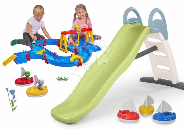 Rutsche mit Wasserbahn - Set Rutsche mit doppelter Welle und Wasserbahn mit Kran Funny Toboggan Life Smoby