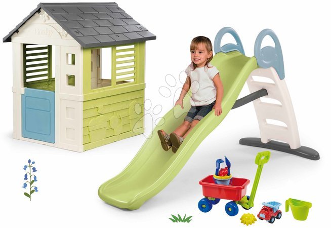 Rutschen mit Spielhaus - Set Rutsche mit doppelter Welle und Spielhaus Jolie Funny Toboggan Life Smoby