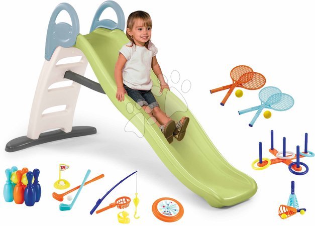 Rutschen für Kinder  - Set Rutsche mit doppelter Wellen und Sportspiel-Set Toboggan Life Smoby