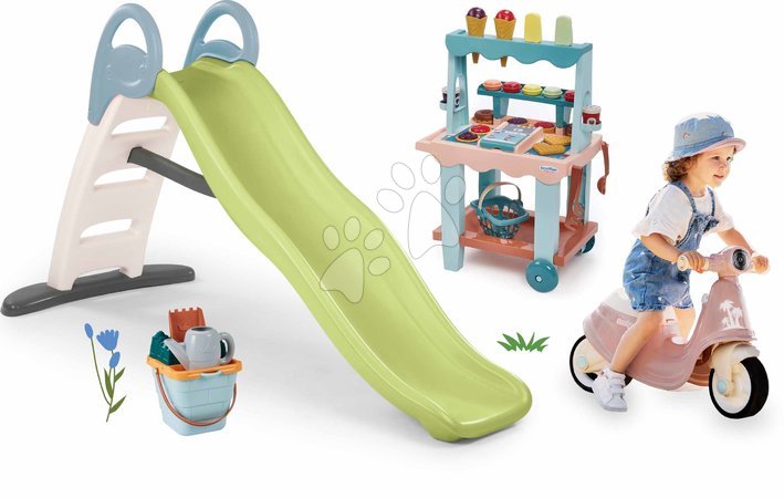 Sets vom Hersteller Smoby | Seite 20 - Set Rutsche mit doppelter Welle und rosa Rutschfahrzeug Toboggan Life Smoby