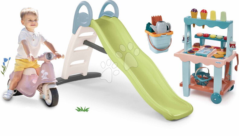 Rutschen-Sets | Seite 2 - Set Rutsche mit doppelter Welle und rosa Rutschfahrzeug Toboggan Life Smoby