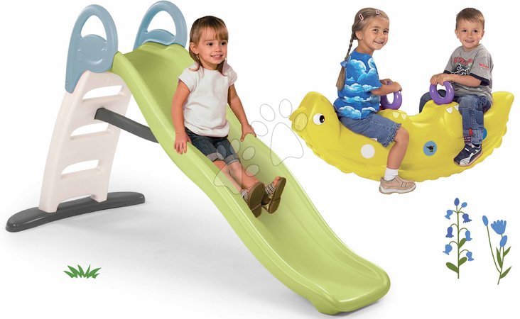 Rutschen mit Schaukel - Set Rutsche mit doppelter Welle und beidseitige Schaukel Funny Toboggan Life Smoby