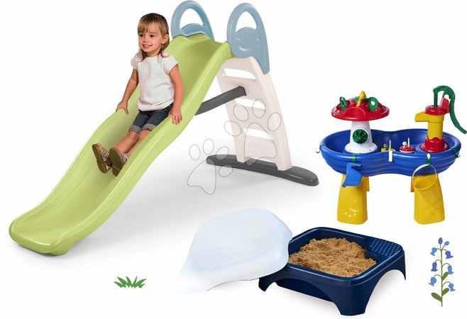 Rutschen mit Sandkasten - Set Rutsche mit doppelter Welle und Sandkasten mit Sitz Funny Toboggan Life Smoby
