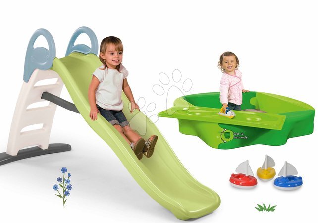 Játékok lányoknak - Szett csúszda dupla hullámmal és homokozó fedéllel Toboggan Life Smoby