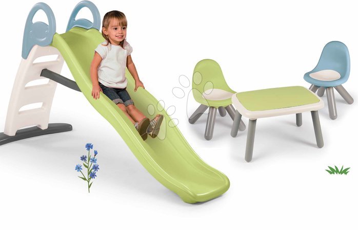 Rutschen für Kinder  - Set Rutsche mit doppelter Welle und Wasseranschluss, mit Sitzgelegenheit Toboggan Life Smoby