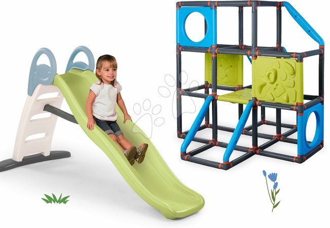 Šmykľavky sety - Set šmykľavka s dvojitou vlnou a vodotryskom 2 metrová Toboggan Life Smoby