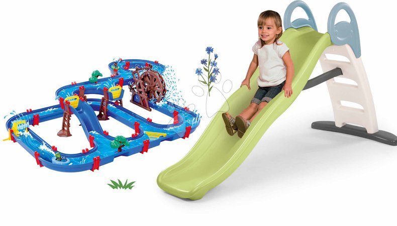 Rutsche mit Wasserbahn - Set Rutsche mit doppelter Welle und mehrstöckiger Wasserrutsche Toboggan Life Smoby