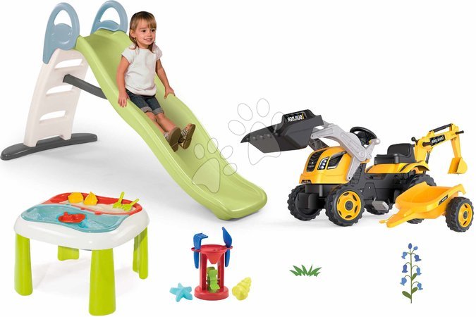 Šmykľavky s pieskoviskom - Set šmykľavka s dvojitou vlnou a stôl na vodu a piesok Toboggan Life Smoby