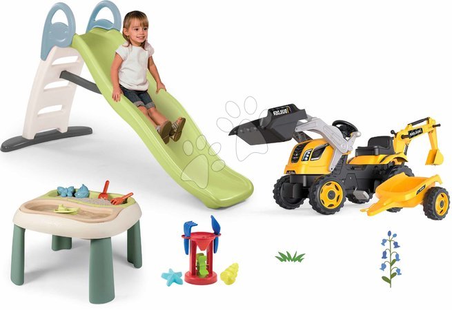 Rutschen mit Sandkasten - Set Rutsche mit doppelter Welle und Tisch Sandkasten mit Wasser-Spiel Toboggan Life Smoby