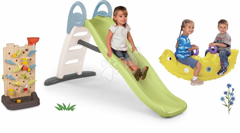 Rutschen mit Schaukel - Set Rutsche mit doppelter Welle und aktiver Spielwand Toboggan Life Smoby