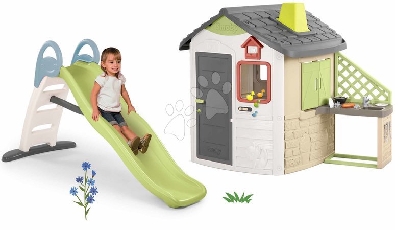 Rutschen für Kinder  - Set 2 Meter lange Rutsche mit doppelter Welle und Wasserfontäne Toboggan Life Smoby