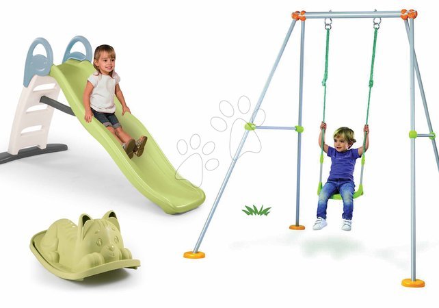 Rutschen mit Schaukel - Rutschenset Toboggan Funny Smoby mit Wasser Länge 200 cm
