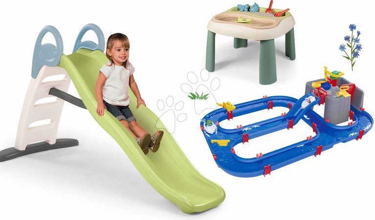 Rutsche mit Wasserbahn - Rutschenset mit Springbrunnen Funny Double Toboggan 2 Meter Smoby