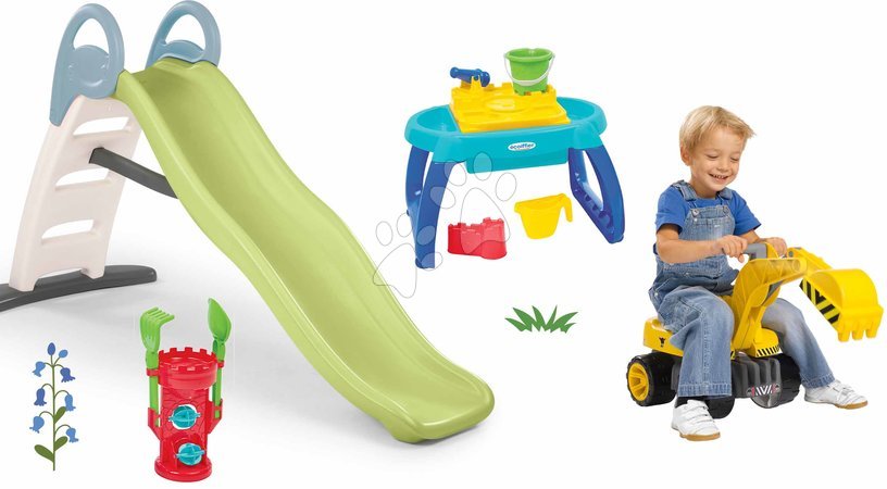 Rutschen mit Sandkasten - Set Rutsche mit doppelter Welle und Sandkastentisch mit Wassermühle Toboggan Life Smoby